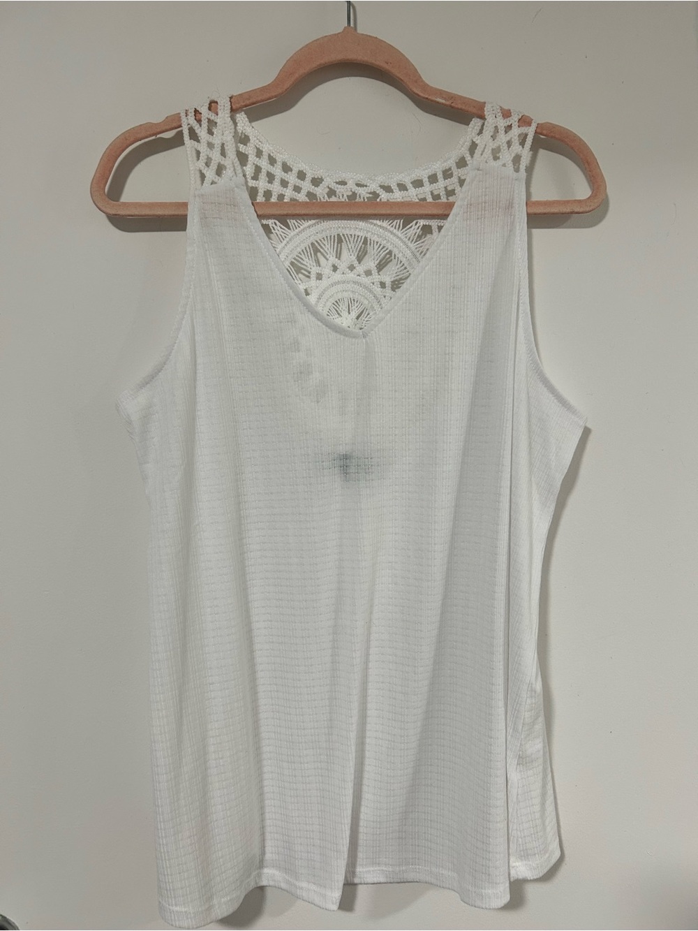 Women's White Crochet-Back Tank Top